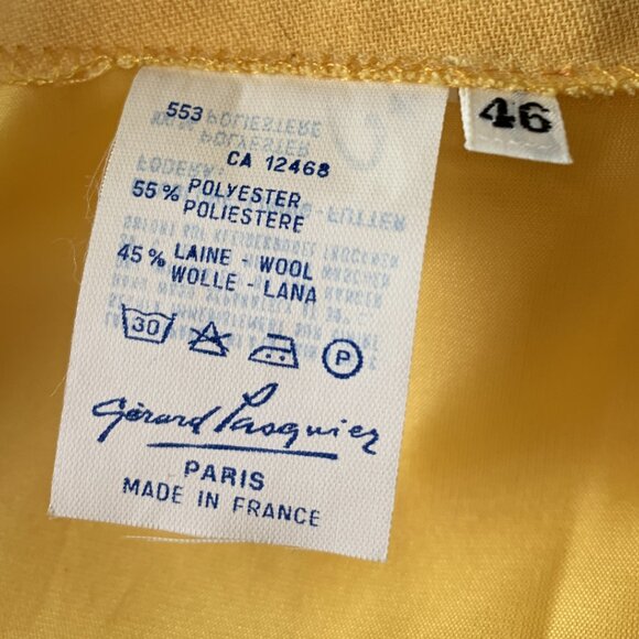Vintage Gerard Pasquier Yellow A-Line Pleated Skirt - Size 46 - Picture 8 of 9